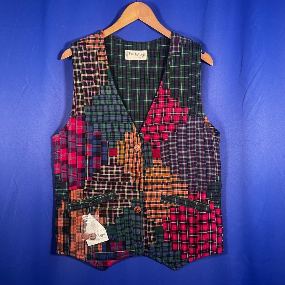 Vintage Patch Magic Quilted Reversible Vest Size XS NWT